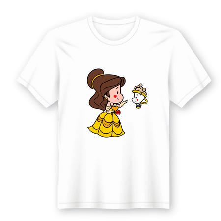 Camiseta em Lata Princesa Bela – Presente Único Para Crianças de 1 a 12 Anos A minha loja Vestuário e acessórios