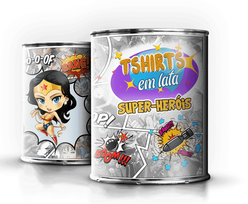 Camiseta em Lata Super-Heróis Mulher Maravilha - Presente Único e Exclusivo A minha loja Vestuário e acessórios