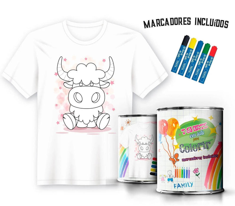Camiseta para Pintar em Lata Temática Búfalo – Presente Criativo e Personalizado A minha loja Vestuário e acessórios