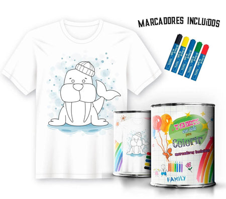 Camiseta para Pintar em Lata com Estampa de Foca – Presente Único e Criativo A minha loja Vestuário e acessórios