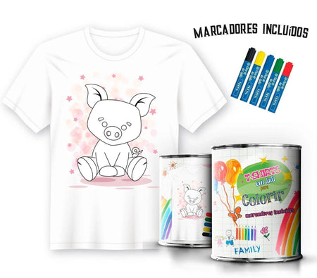 Camiseta para Pintar em Lata com Estampa de Porquinho – Presente Único e Criativo A minha loja Vestuário e acessórios