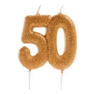 Velas 50 aniversario purpurina 8 cm by deKora - Charmy Gift Store